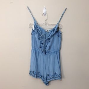 BE L Juniors LightBlue/Navy Romper Adj. Straps